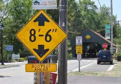 Yes, again: Long Grove's covered bridge hit by box truck